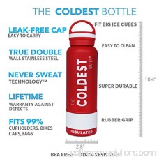 The Coldest Water Sports Bottle Insulated Stainless Steel Hydro Thermos, Vibrant Red, 21 Ounce
